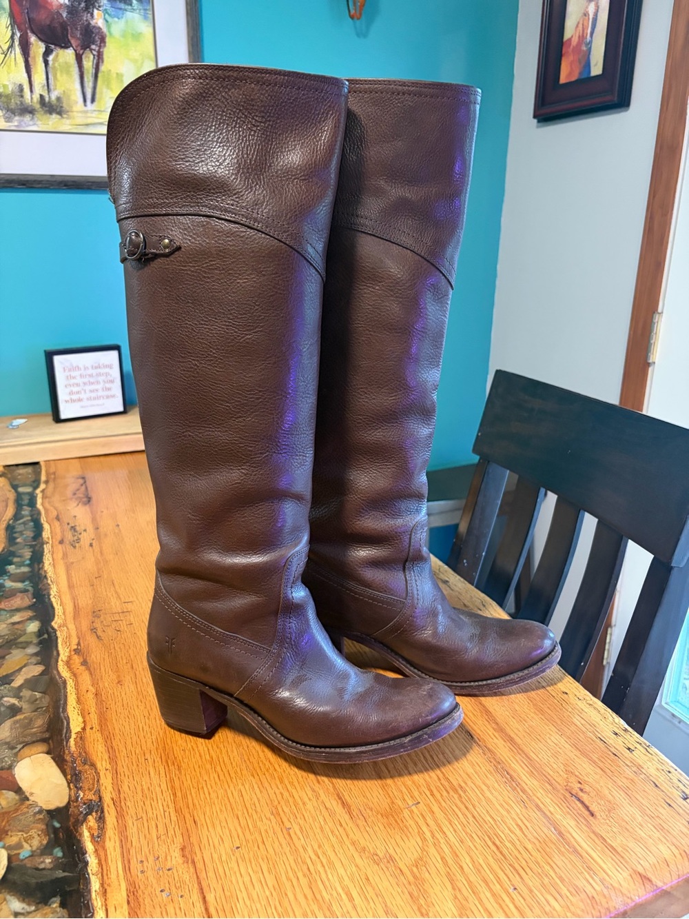 Classic Brown Leather Tall Women's Riding Boots Frye